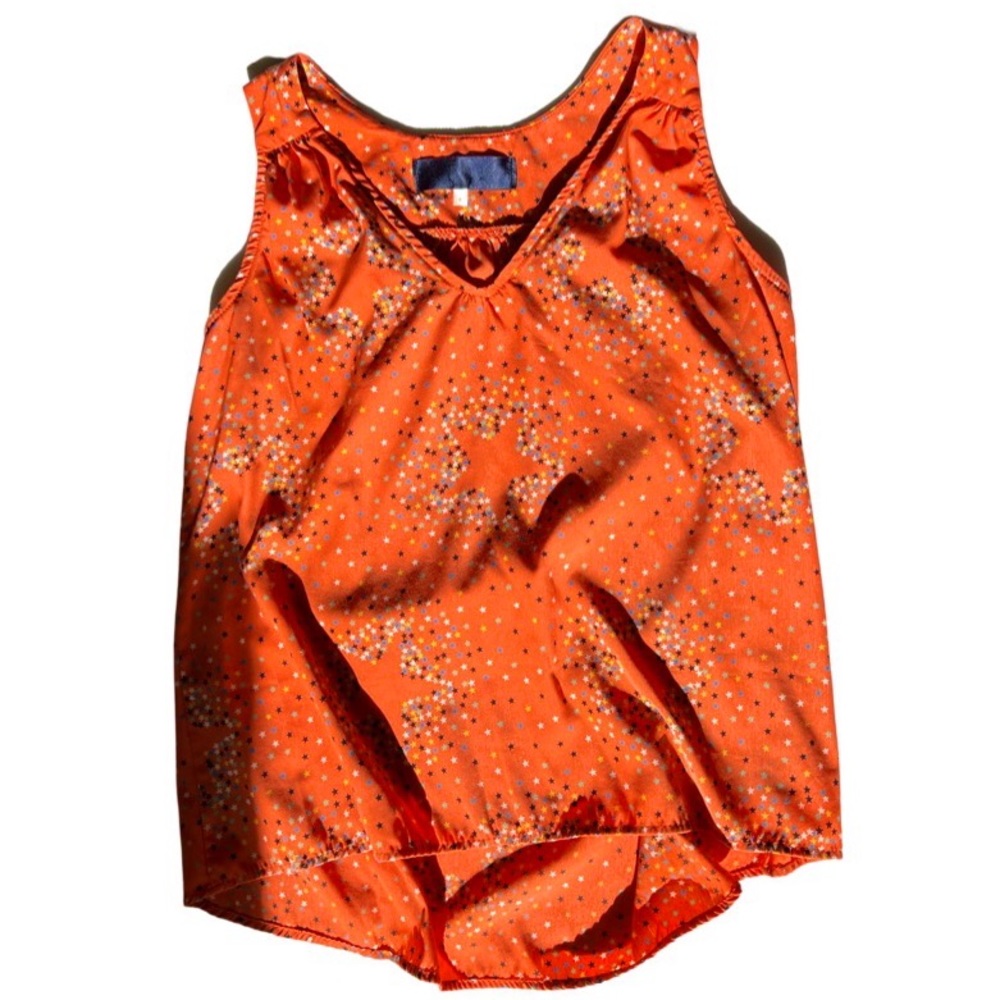Orange Star Tank Top multicolor star print made in USA